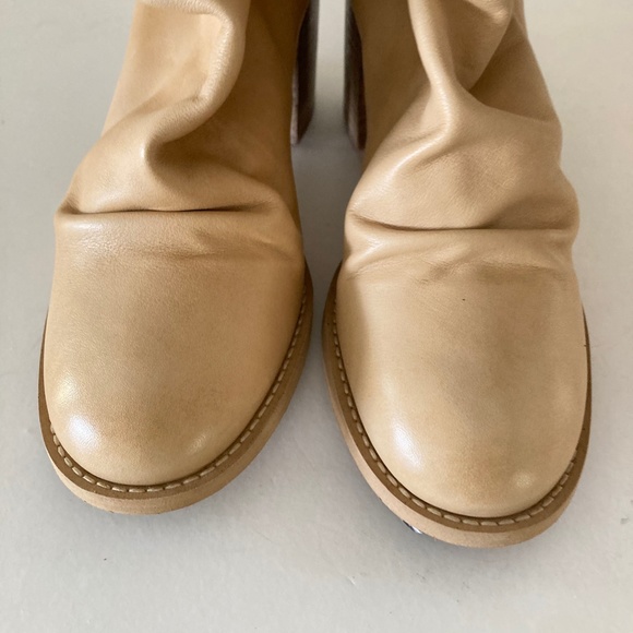 Free People Elle Block Heel Leather Boots In Natural Cane Sz 39 - Picture 8 of 12